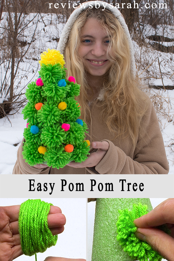 Easy Pom Pom Christmas Tree Made with Yarn PomPoms