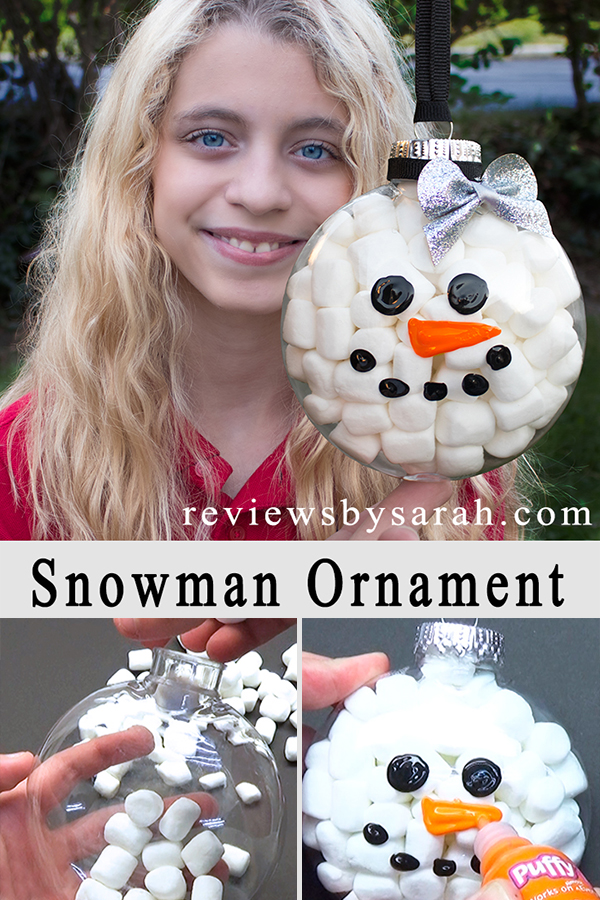 Clear Snowman Ornament with Marshmallows